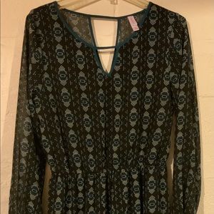 Xhilaration dress Size LG. Teal Black Sheer